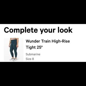 Lululemon Wunder Train High Rise Rise 25” Leggings Size 8